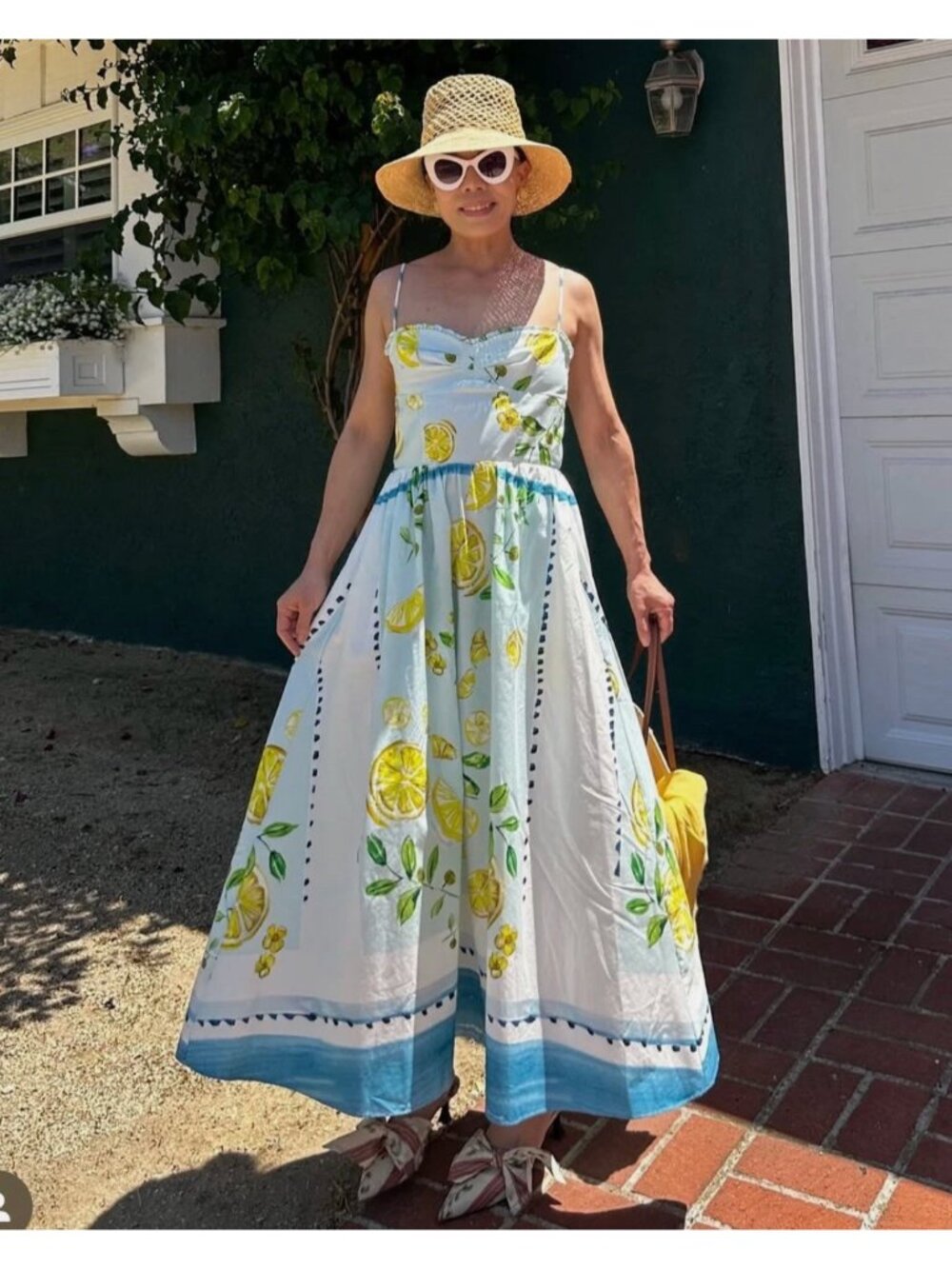 ZARA WOMAN MIDI STRAPPY RUFFLE TRIM LEMON PRINT POPLIN DRESS 3454/347 XS S M L